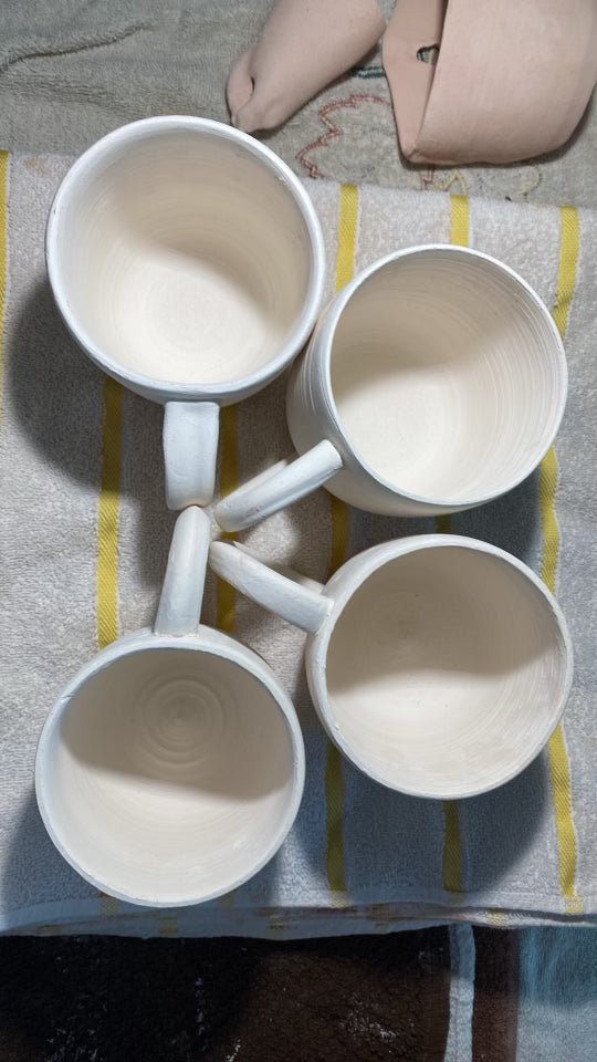 Custom Commissioned Coffee Mug Set of Four