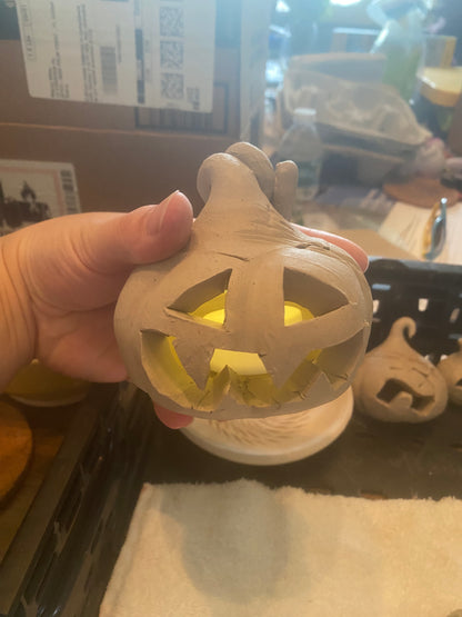 Ceramic Hand-Sculpted Jack-O-Lantern Pumpkins