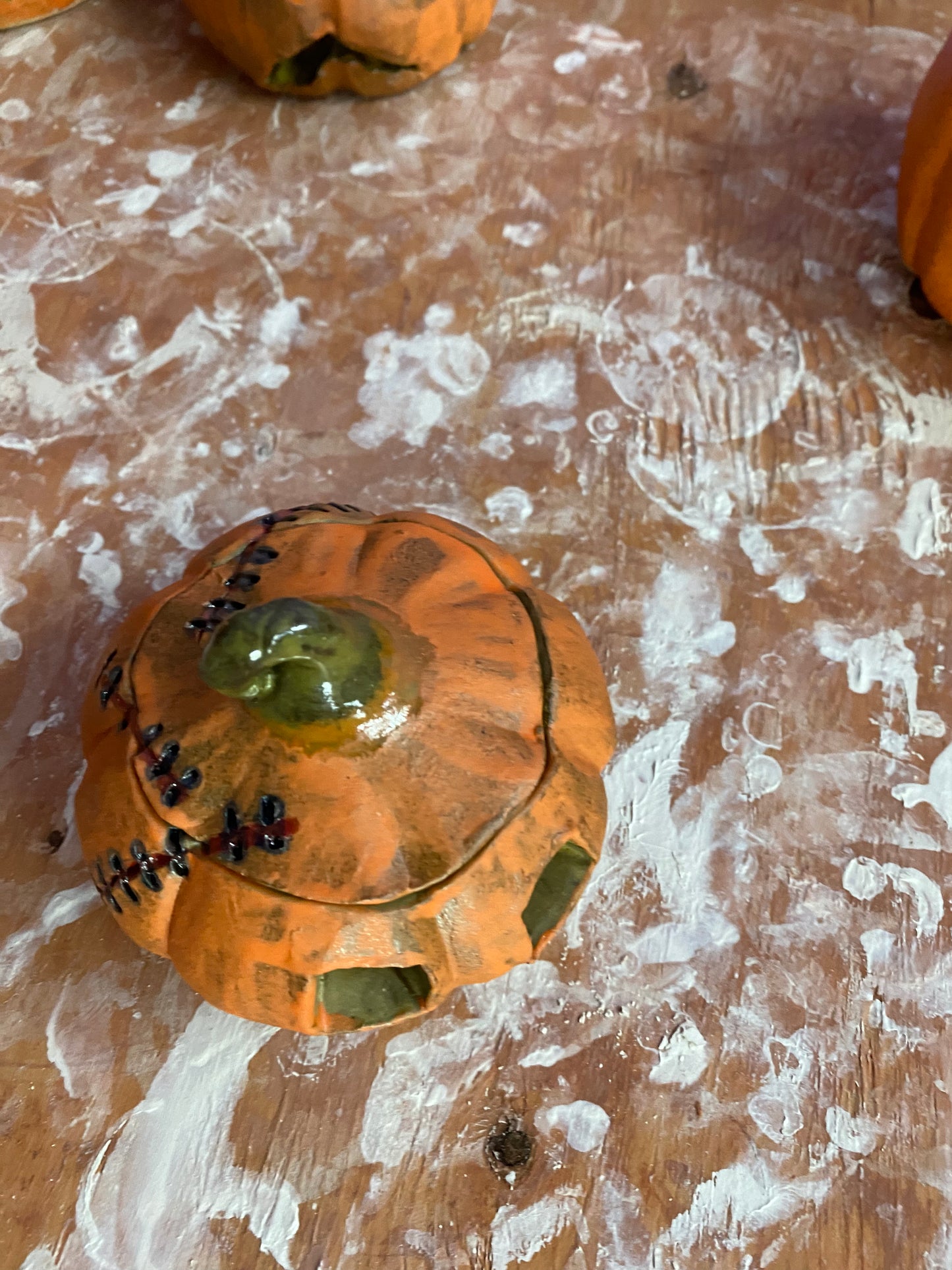 Ceramic Hand-Sculpted Jack-O-Lantern Pumpkins