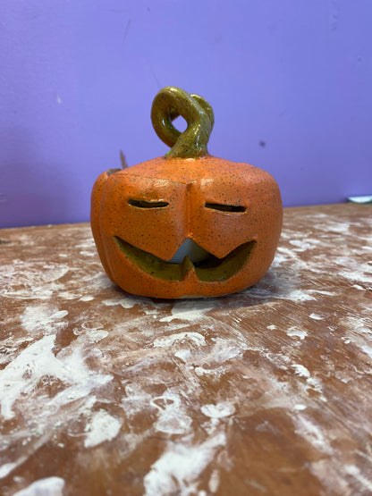 Ceramic Hand-Sculpted Jack-O-Lantern Pumpkins