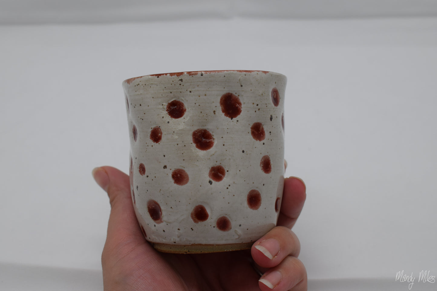 Ceramic Beverage Tumblers - #009 (White with Red Polka Dots)