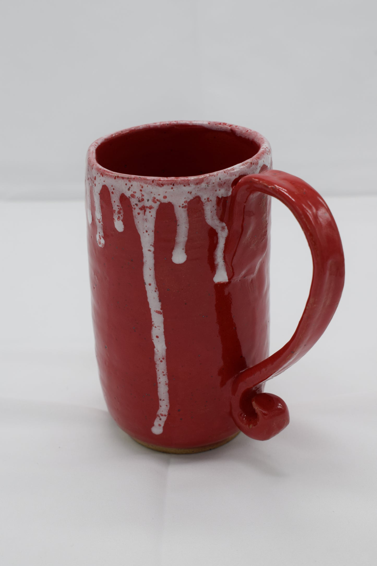 Ceramic Coffee Cups and Mugs - #017 (Red with White Drips)