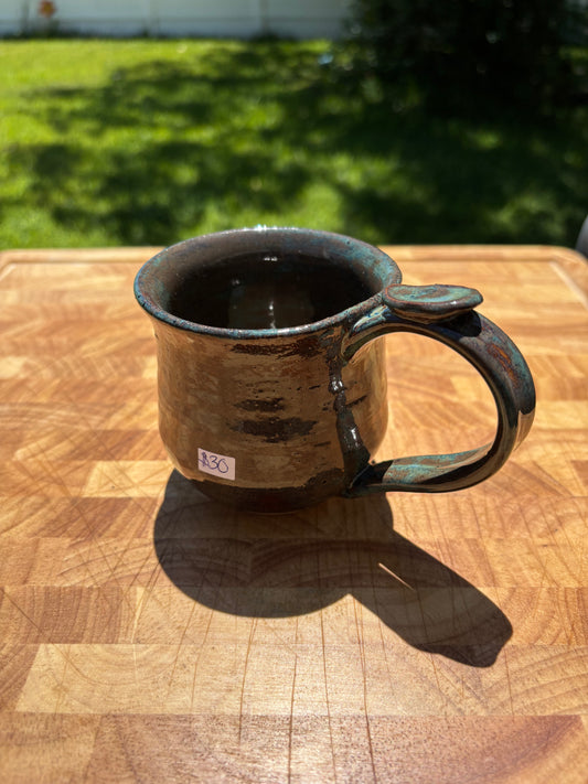 Handmade Teal Brown Flared Coffee Mug
