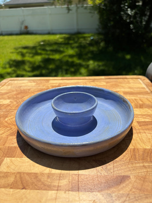 Handmade Blue Snack and Dip Tray