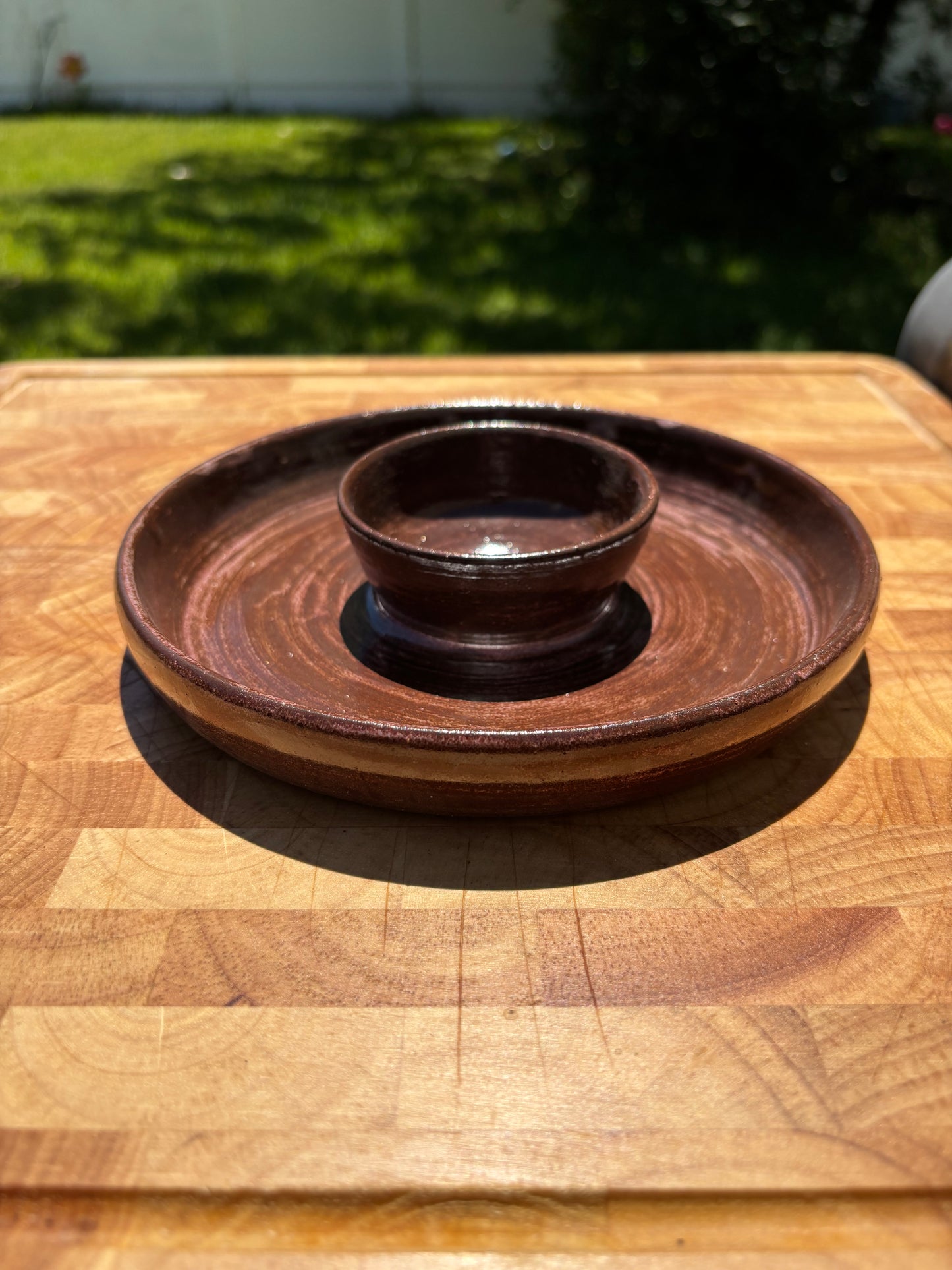 Handmade Brown Snack and Dip Tray