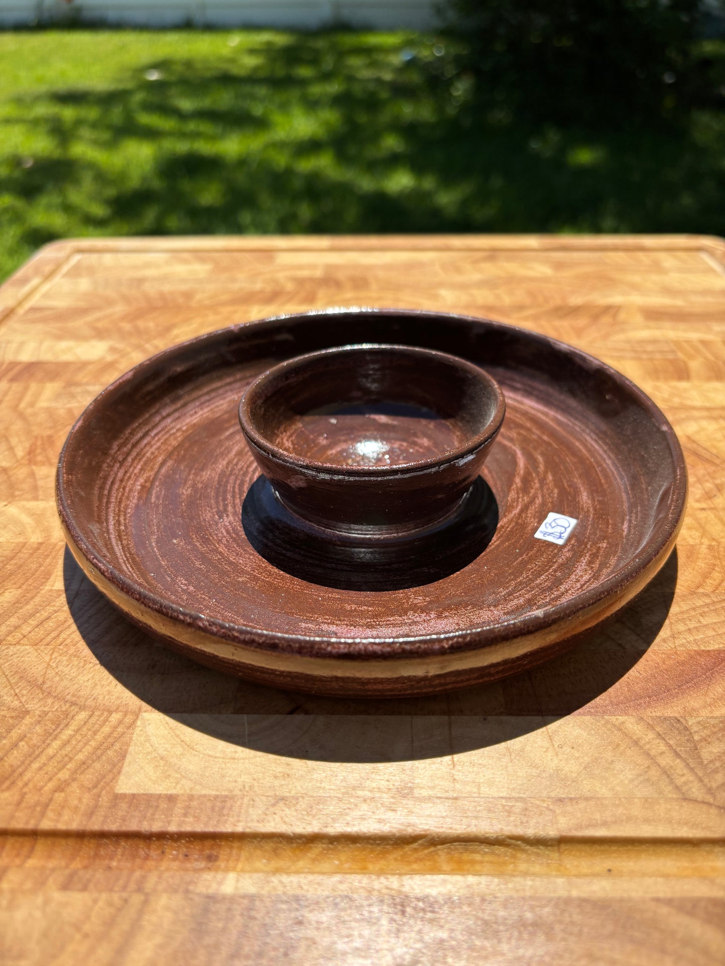 Handmade Brown Snack and Dip Tray