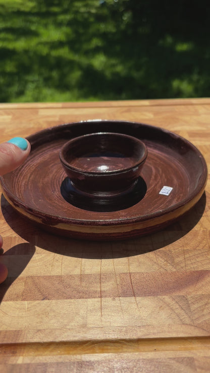 Handmade Brown Snack and Dip Tray